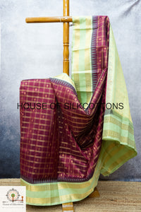 Korvai zari checks silkcotton