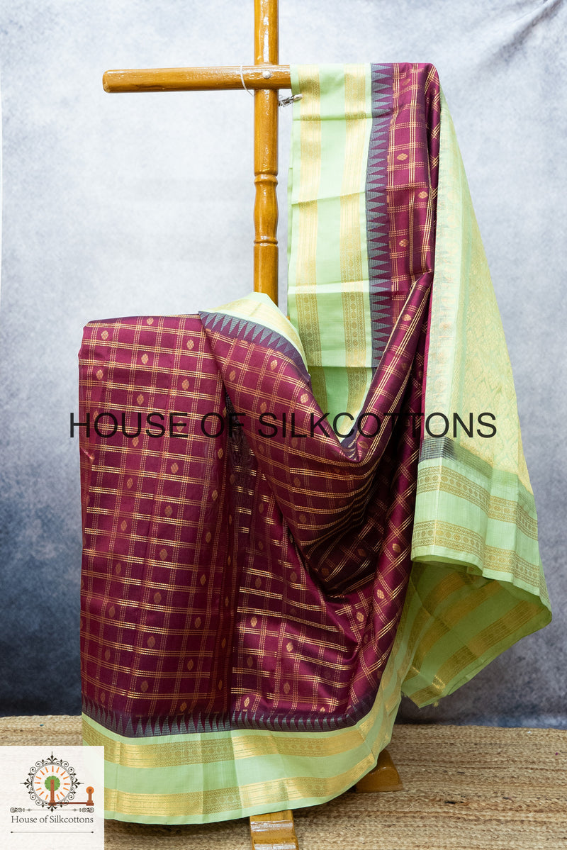 Korvai zari checks silkcotton