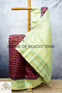 Korvai zari checks silkcotton