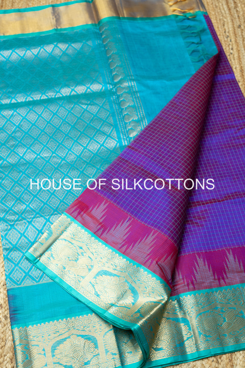 Korvai Thread Checks silk cotton