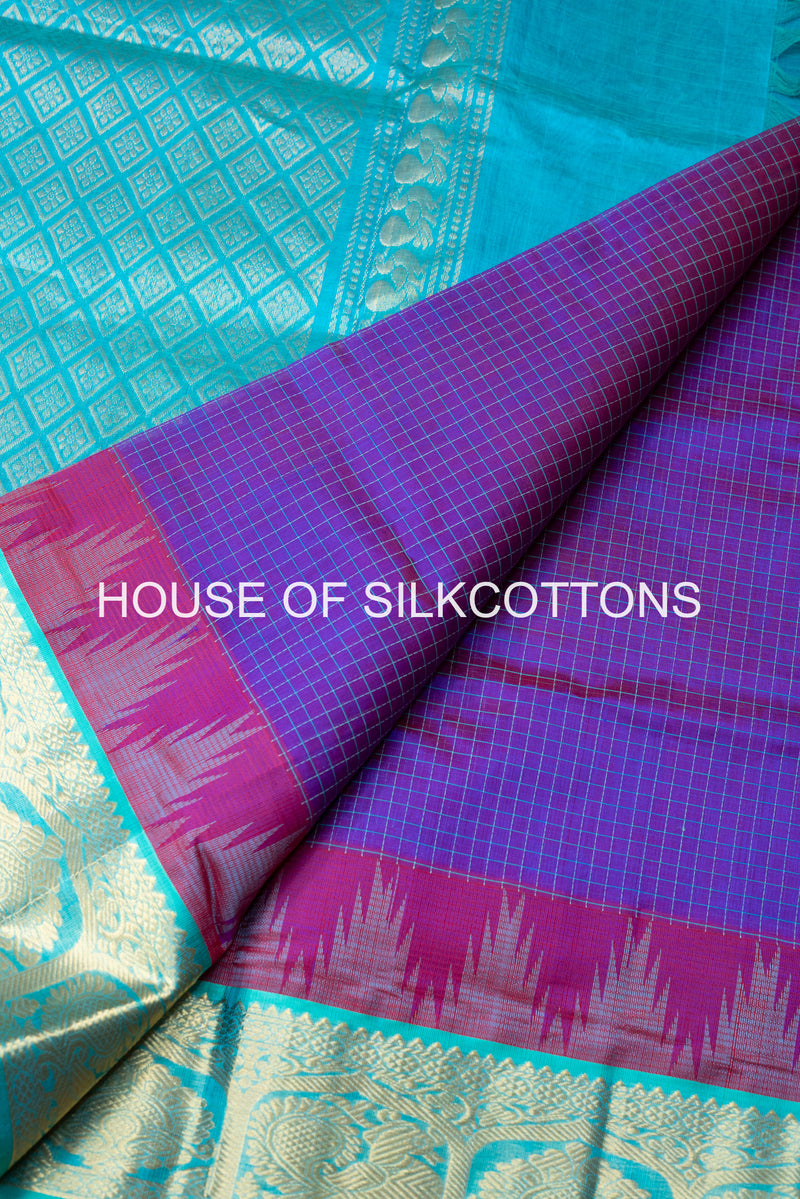 Korvai Thread Checks silk cotton
