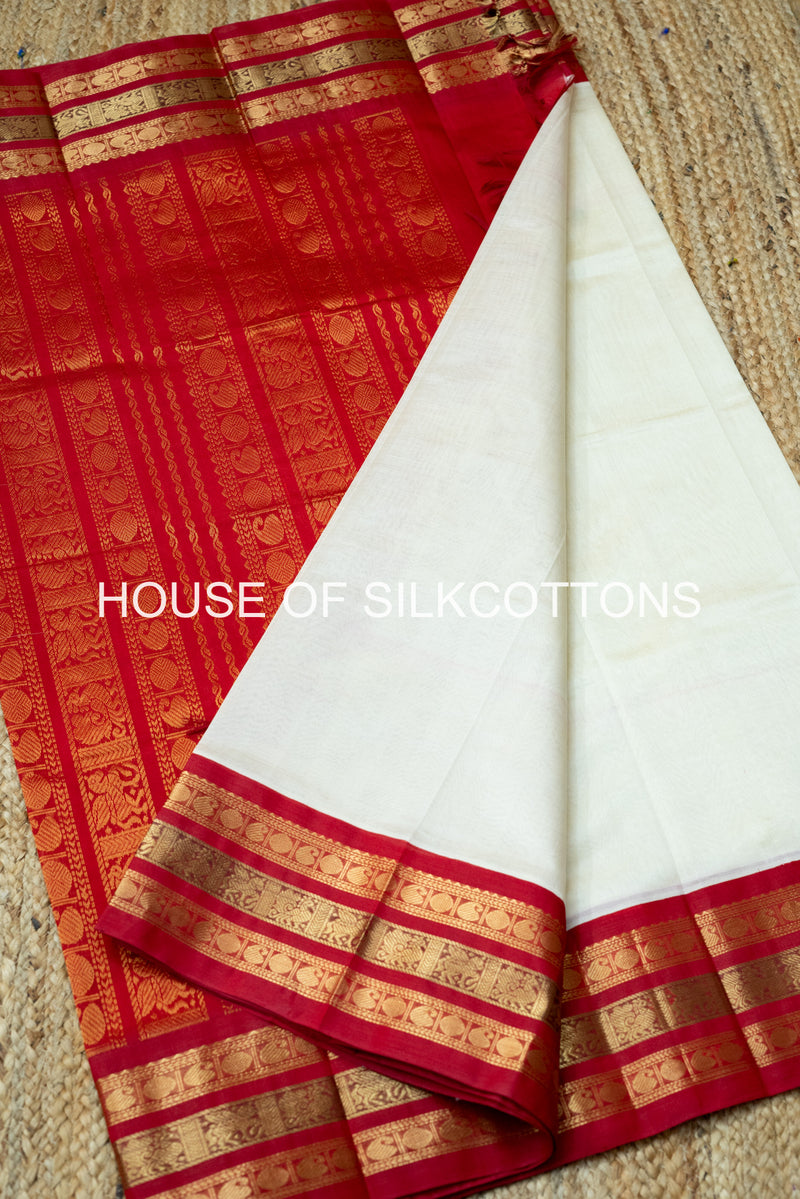 Korvai Border Plain Silkcotton
