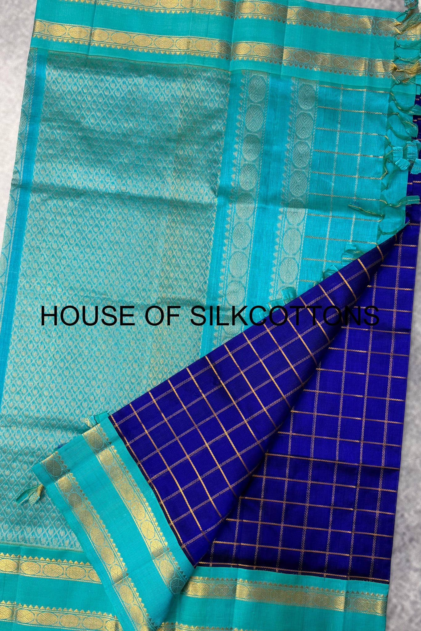 Korvai zari checks silkcotton