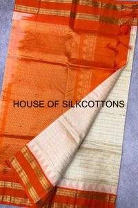 Korvai zari checks silkcotton