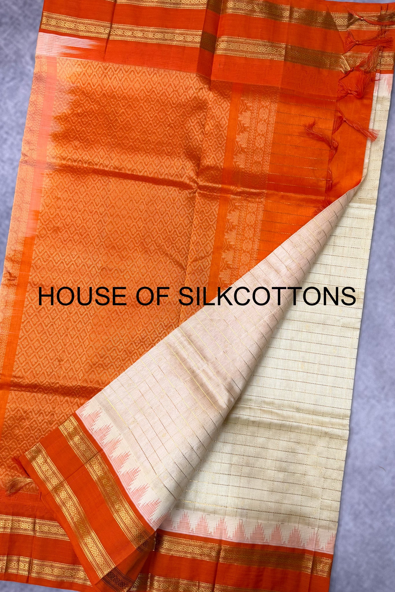 Korvai zari checks silkcotton