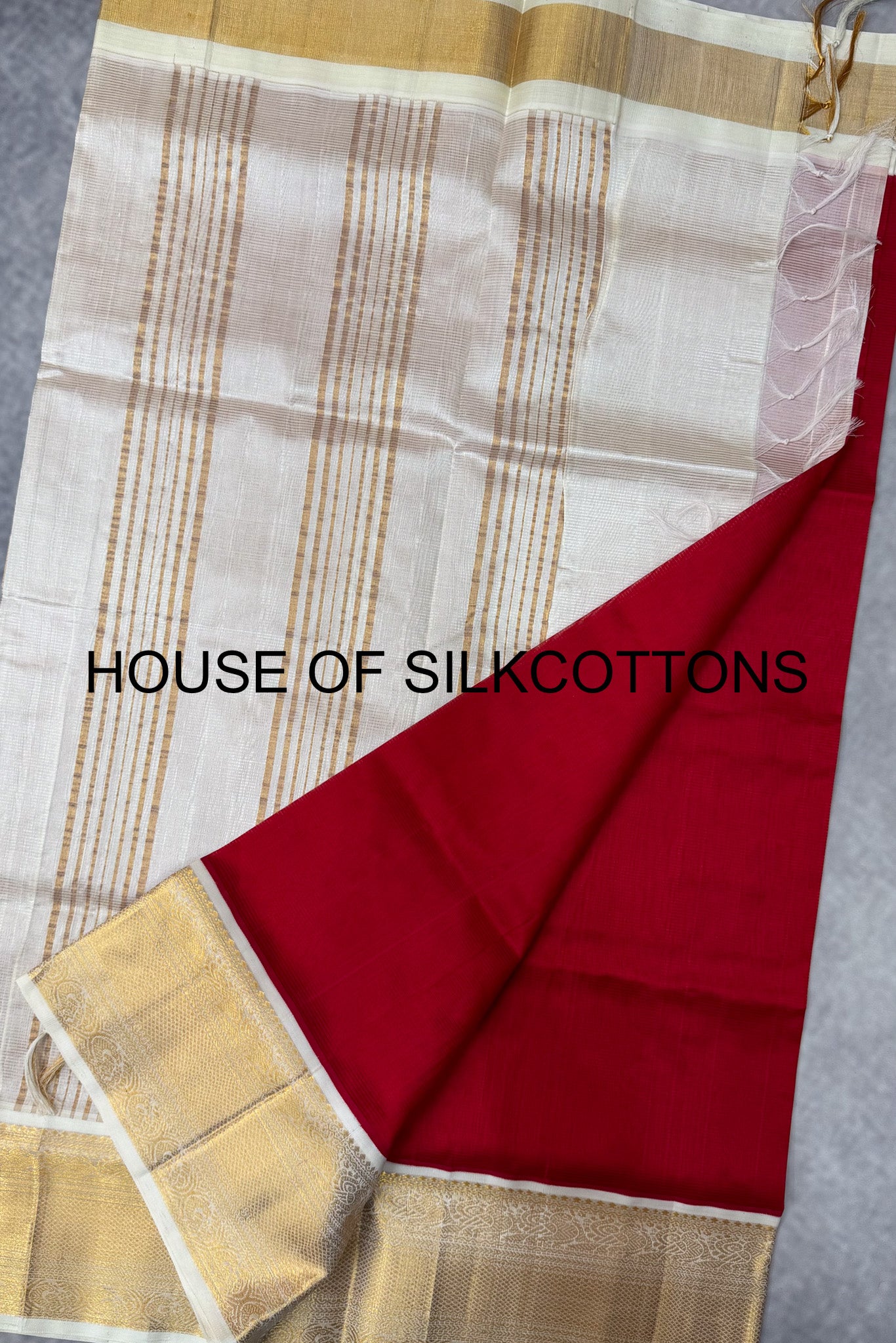 Contemporary Kanchi Border Korvai Silkcotton