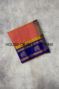 Korvai zari checks silkcotton