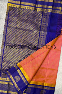 Korvai zari checks silkcotton