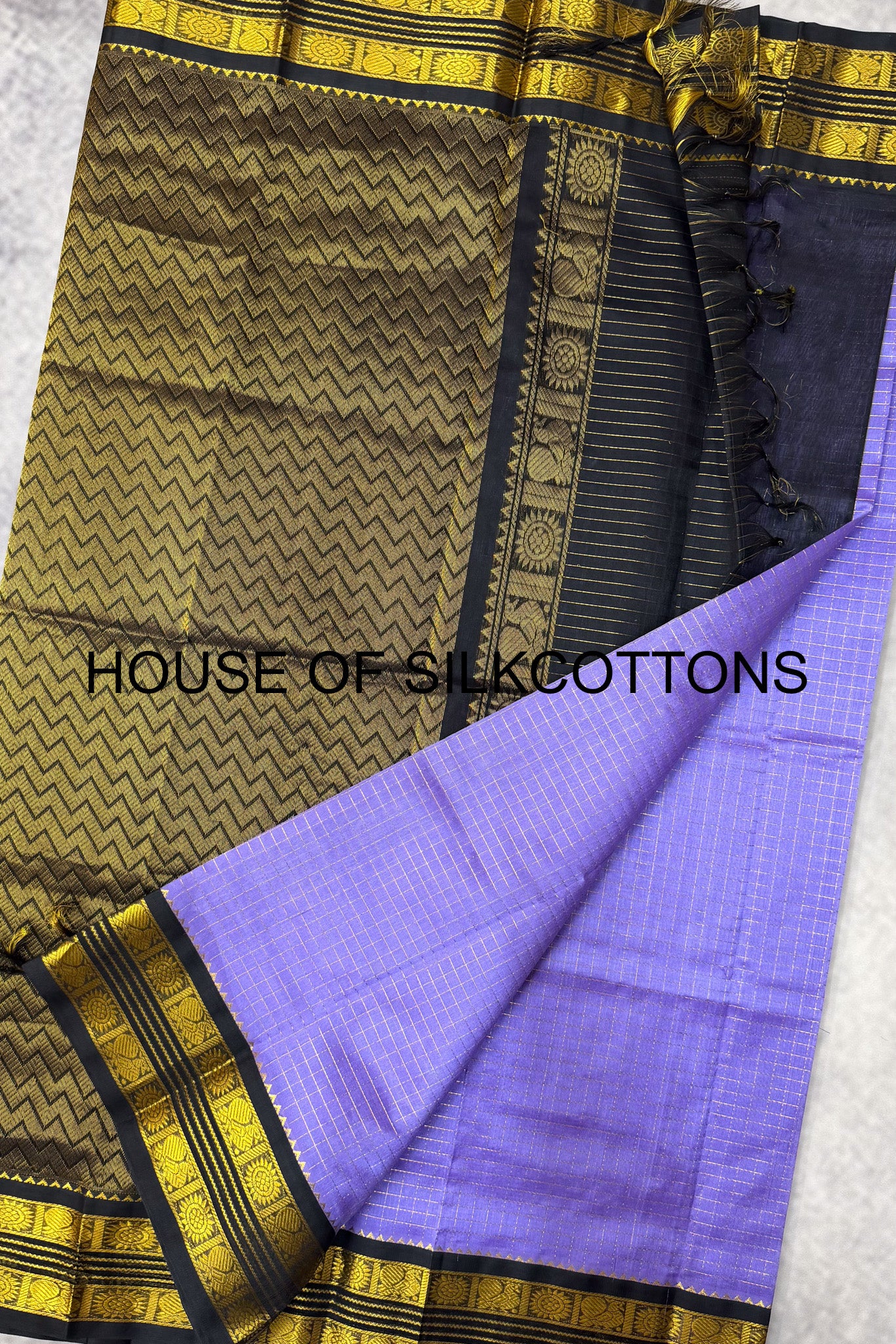 Korvai zari checks silkcotton