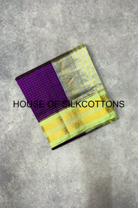 Korvai zari checks silkcotton