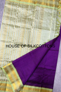 Korvai zari checks silkcotton