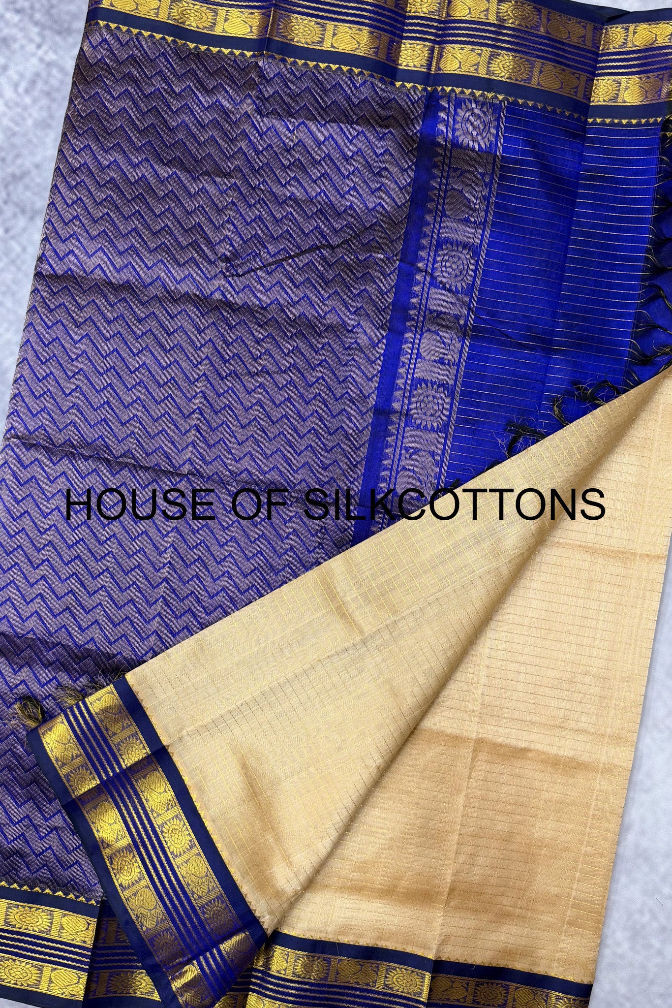 Korvai zari checks silkcotton