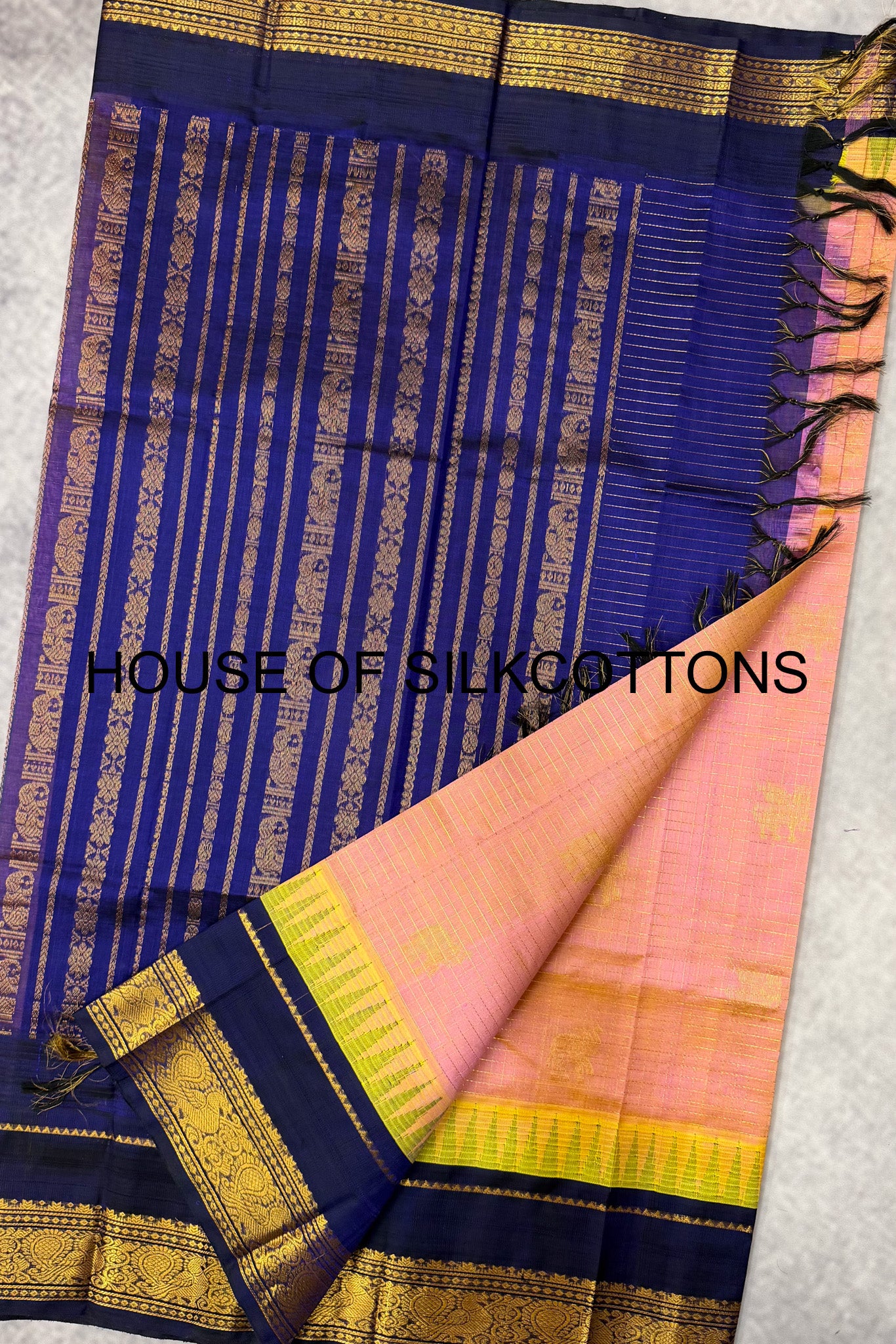 Korvai Zari Checks  silkcotton