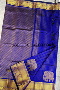 Elephant Border Zari Checks Silkcotton