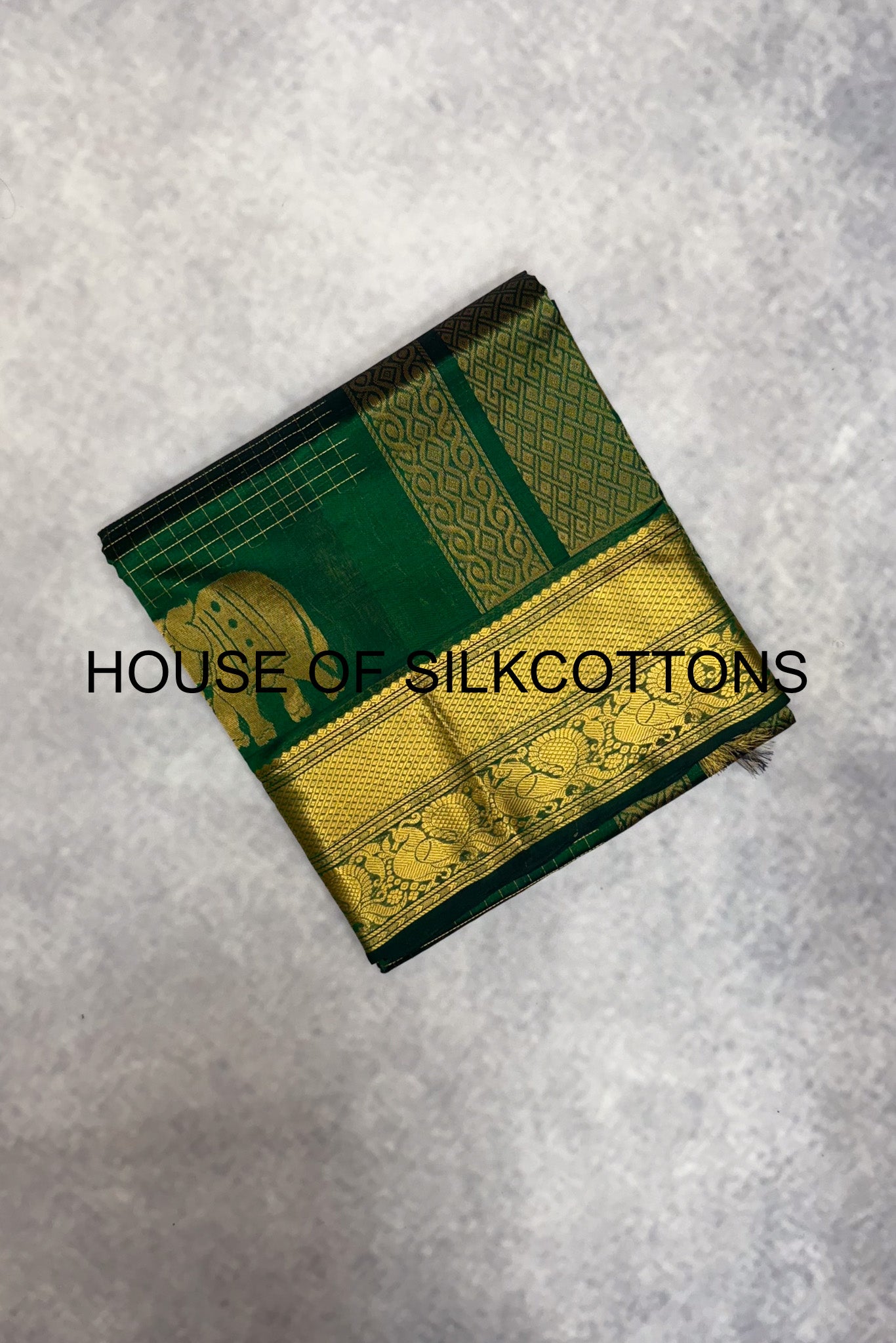 Elephant Border Zari Checks Silkcotton