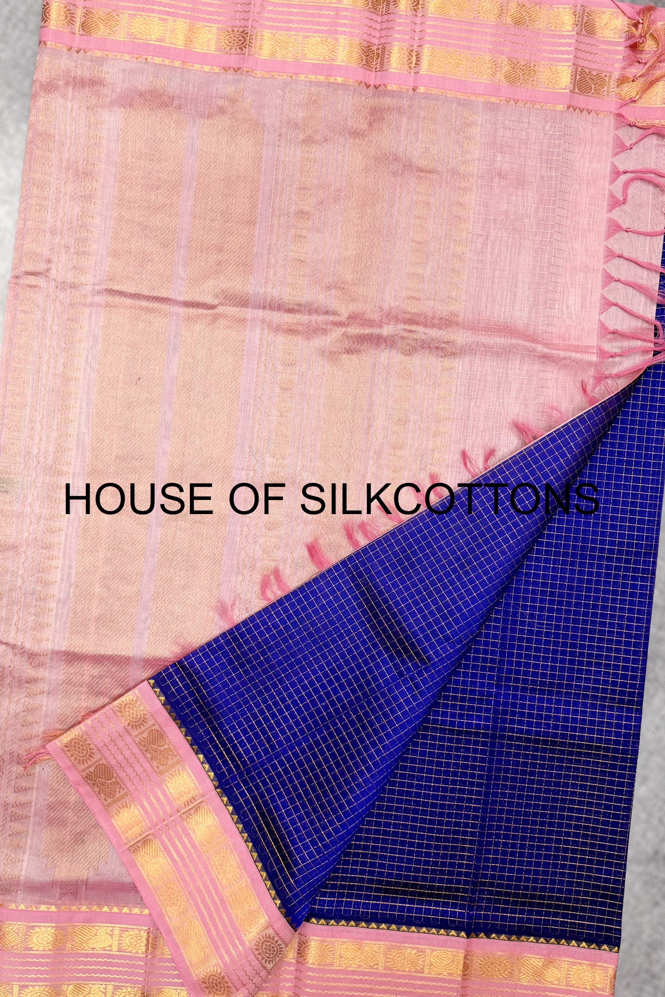 Korvai zari checks silkcotton