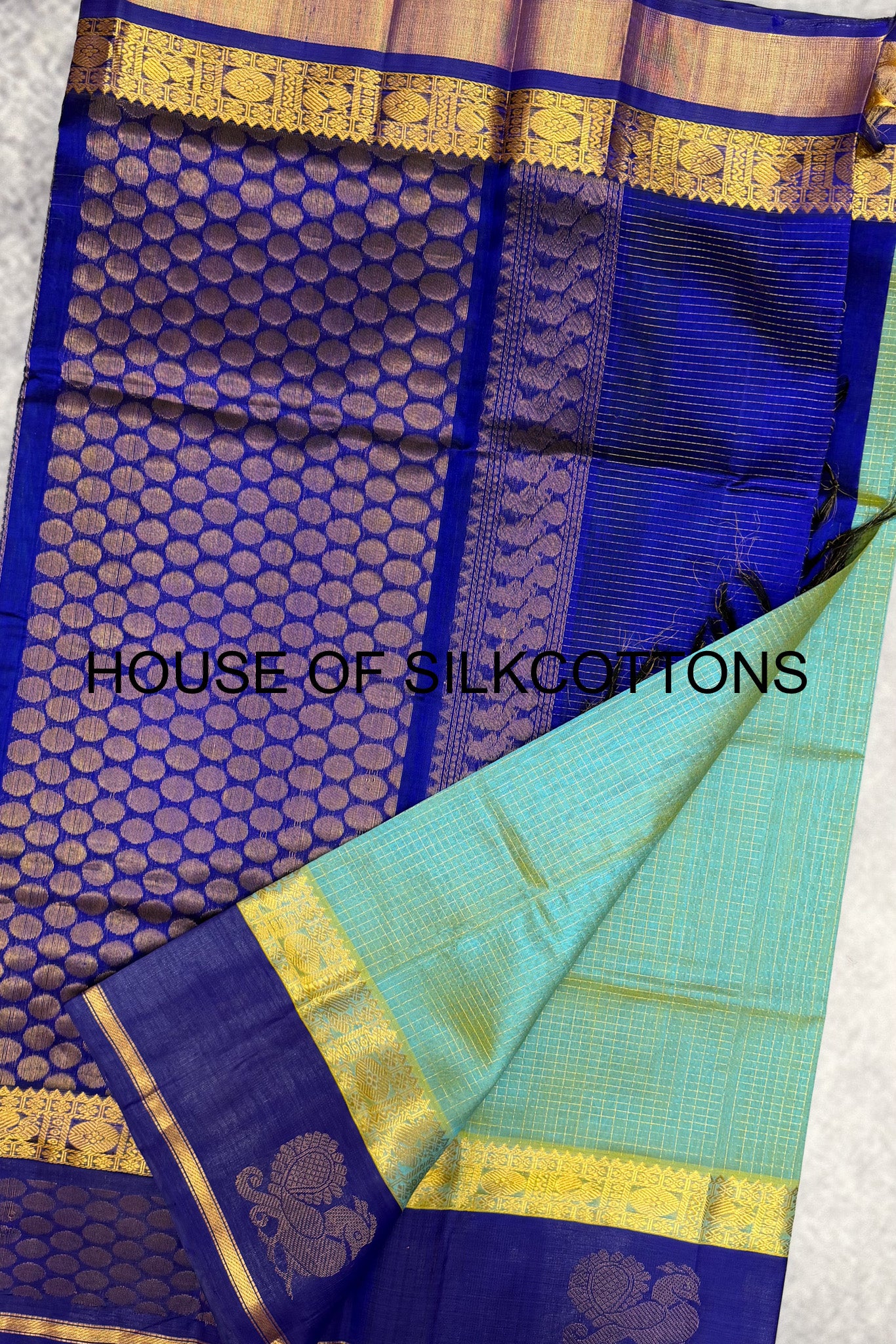 Korvai zari checks silkcotton