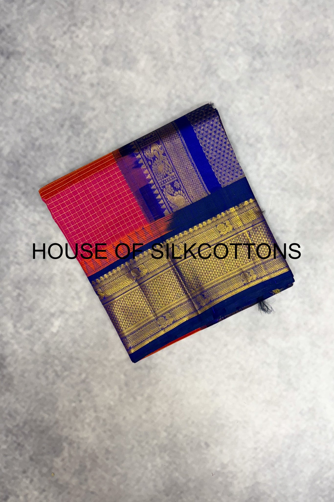 Korvai zari checks silkcotton