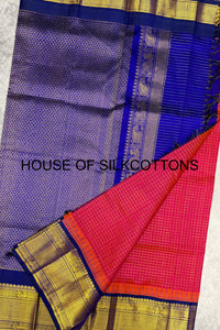 Korvai zari checks silkcotton