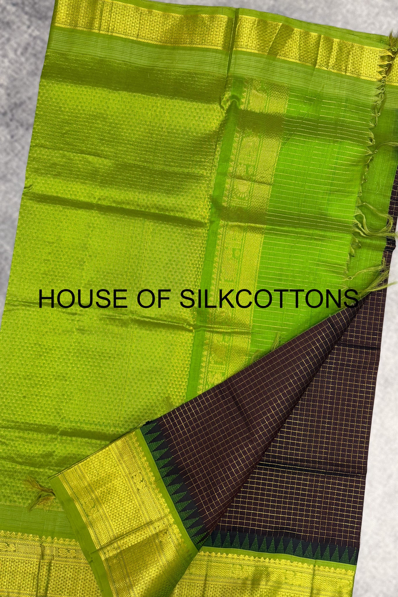 Korvai zari checks silkcotton