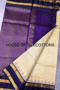Korvai zari checks silkcotton